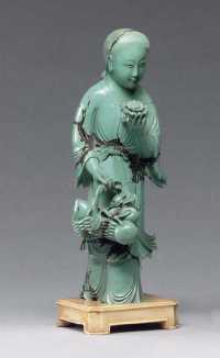 19TH CENTURY A TURQUOISE FIGURE OF A FEMALE IMMORTAL